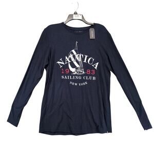 NWT Nautica Sailing Club New York Long Sleeve T-Shirt Men's S Navy Nautical